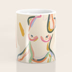 Self Love, Abstract Bohemian Woman Line Art, Feminism Boho Eclectic Beach Summer Sunny Reader Coffee Mug Gallery Image 4