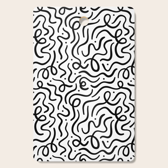Fun black line doodle art pattern Cutting Board Gallery Image 1