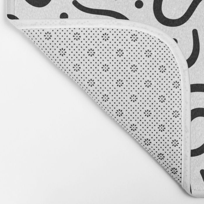 Fun black line doodle art pattern Bath Mat Gallery Image 2