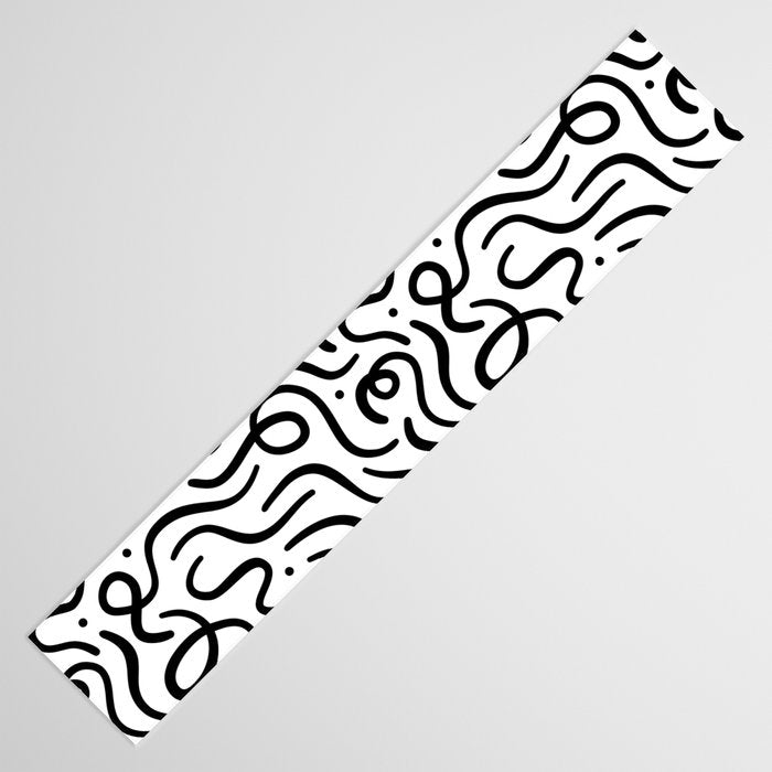 Fun black line doodle art pattern Table Runner Gallery Image 3