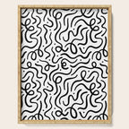 Fun black line doodle art pattern Serving Tray Gallery Image 1