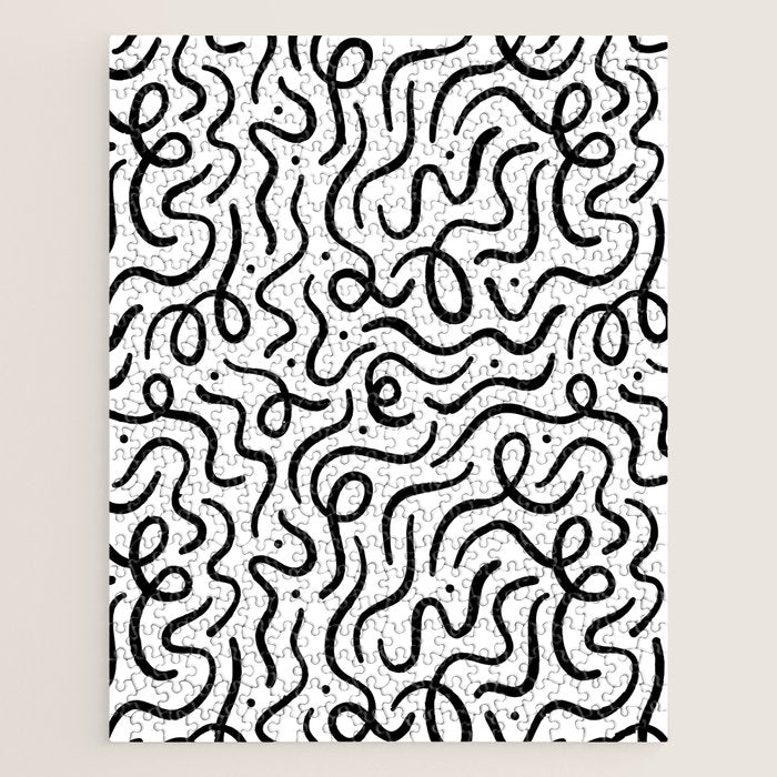 Fun black line doodle art pattern Jigsaw Puzzle Gallery Image 1