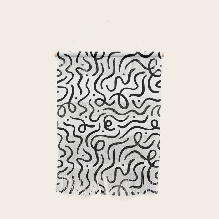Fun black line doodle art pattern Wall Hanging Gallery Image 1