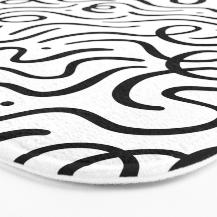 Fun black line doodle art pattern Bath Mat Gallery Image 3