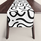Fun black line doodle art pattern Table Runner Gallery Image 1