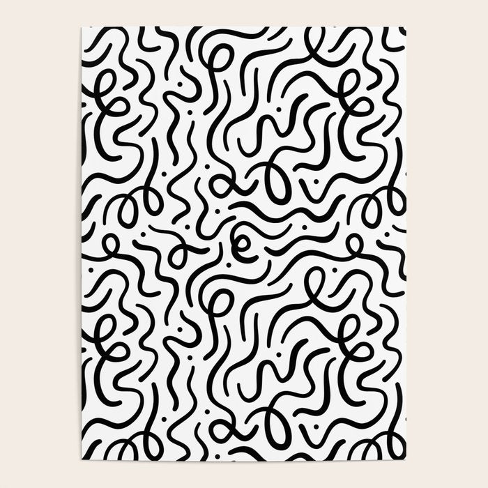 Fun black line doodle art pattern Poster Gallery Image 4
