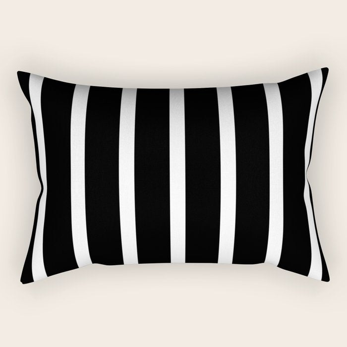 Bold Black And White Simple Stripes Elegant Minimalistic Style Rectangular Pillow Gallery Image 1