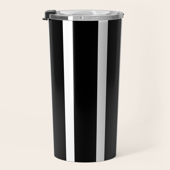 Bold Black And White Simple Stripes Elegant Minimalistic Style Travel Mug Gallery Image 3