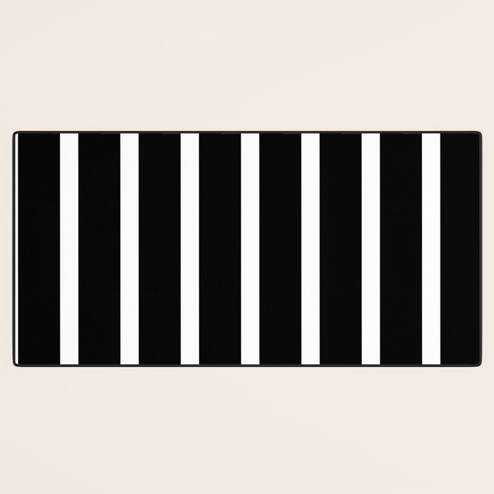 Bold Black And White Simple Stripes Elegant Minimalistic Style Desk Mat Gallery Image 3
