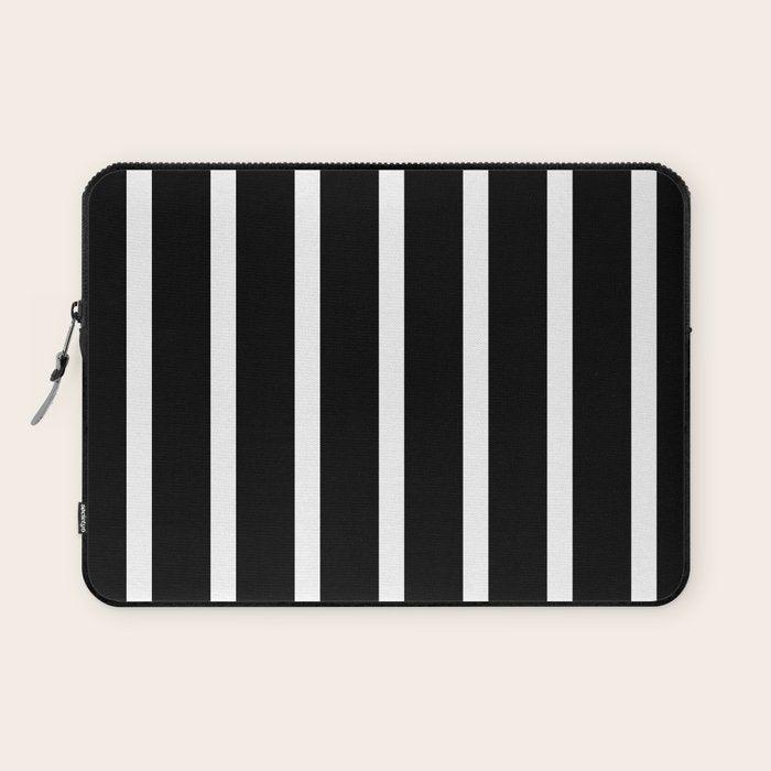 Bold Black And White Simple Stripes Elegant Minimalistic Style Laptop Sleeve Gallery Image 1
