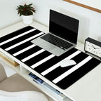Bold Black And White Simple Stripes Elegant Minimalistic Style Desk Mat Gallery Image 2
