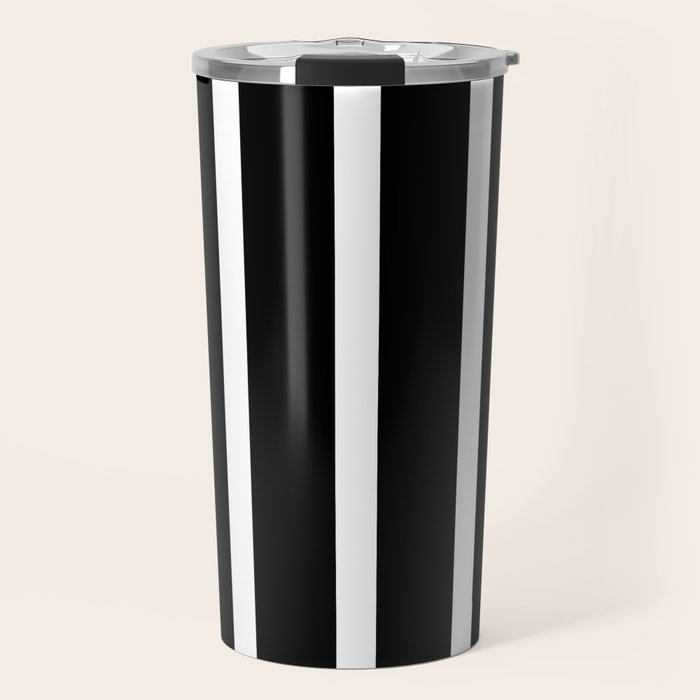 Bold Black And White Simple Stripes Elegant Minimalistic Style Travel Mug Gallery Image 1