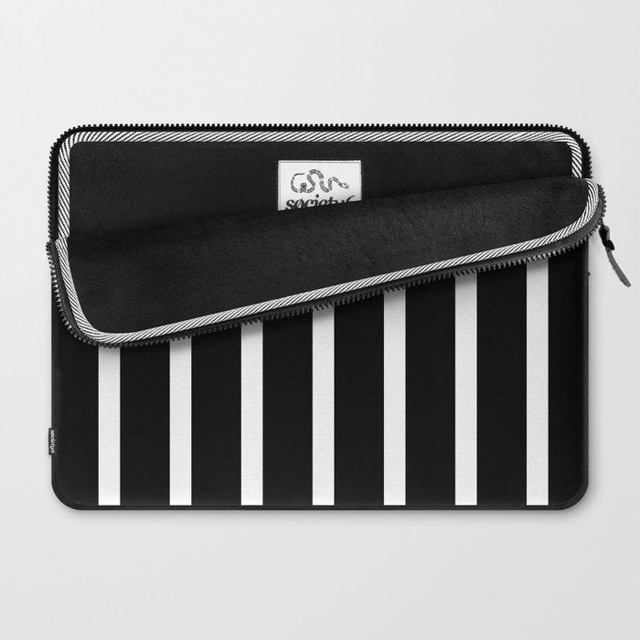 Bold Black And White Simple Stripes Elegant Minimalistic Style Laptop Sleeve Gallery Image 2