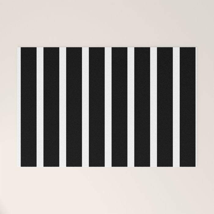 Bold Black And White Simple Stripes Elegant Minimalistic Style Welcome Mat Gallery Image 1
