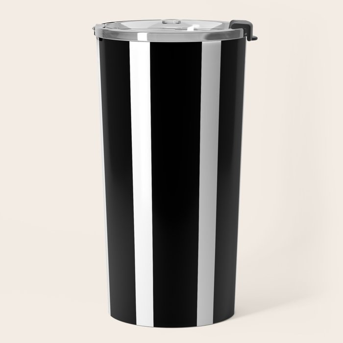 Bold Black And White Simple Stripes Elegant Minimalistic Style Travel Mug Gallery Image 2