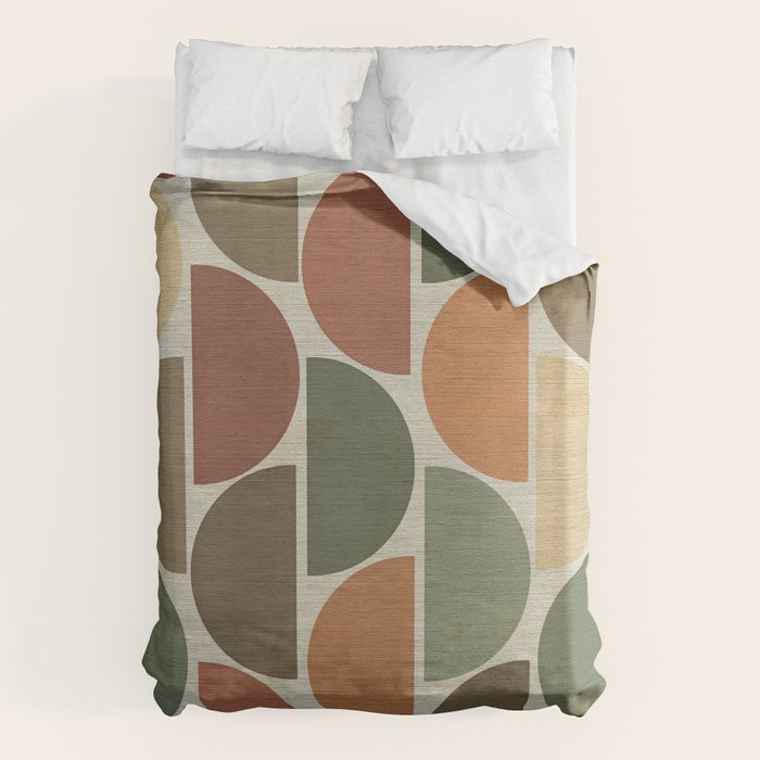 Mid-Century Canvas Geo Pattern Duvet Cover Gallery Image 1