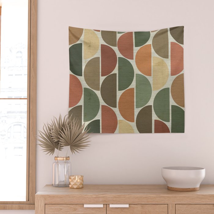 Mid-Century Canvas Geo Pattern Wall Tapestry Gallery Image 2