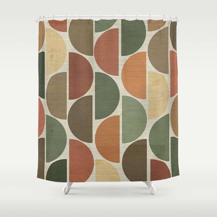 Mid-Century Canvas Geo Pattern Shower Curtain Gallery Image 1