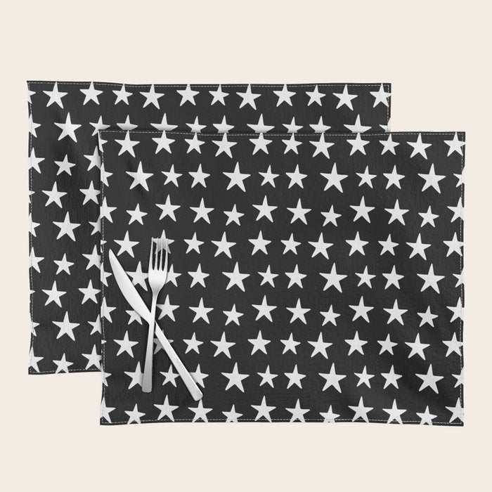 Star Pattern White On Black Placemat Gallery Image 1