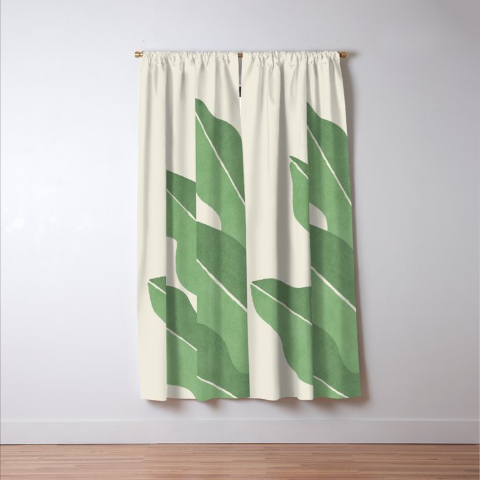 Color Block Abstract Leaf - Green Window Curtain Gallery Image 3