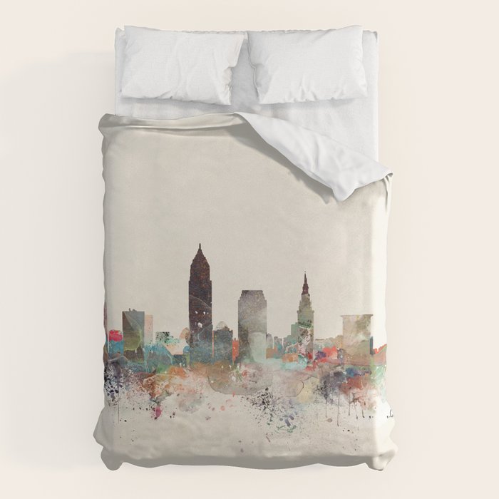 cleveland ohio skyline Duvet Cover Gallery Image 1