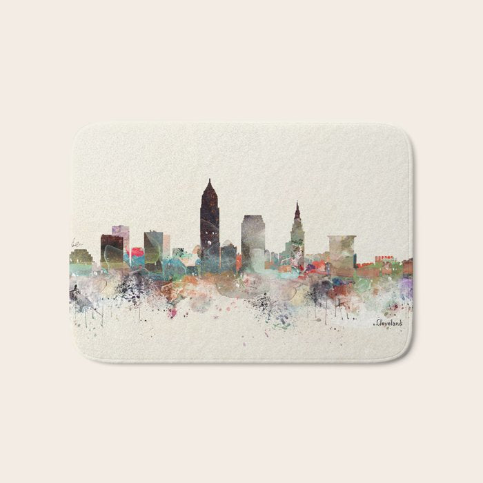 cleveland ohio skyline Bath Mat Gallery Image 1