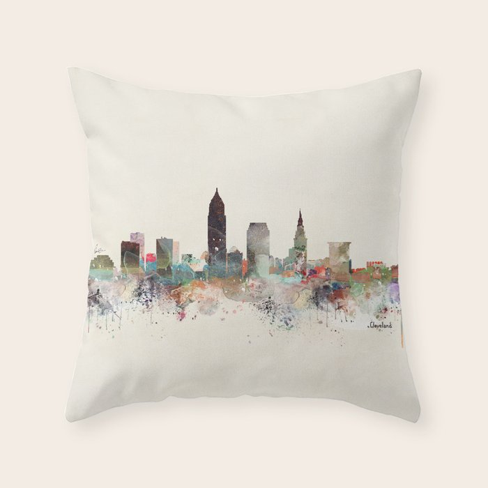 cleveland ohio skyline Throw Pillow Gallery Image 6