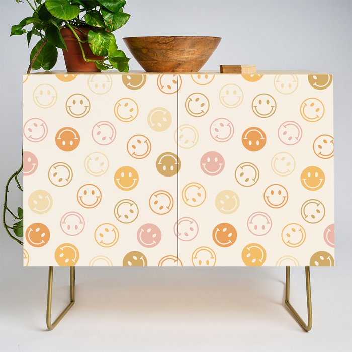 Neutral Smiley Face Pattern Credenza Gallery Image 1