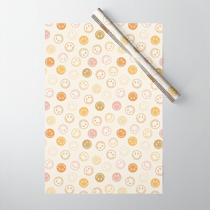 Neutral Smiley Face Pattern Wrapping Paper Gallery Image 1