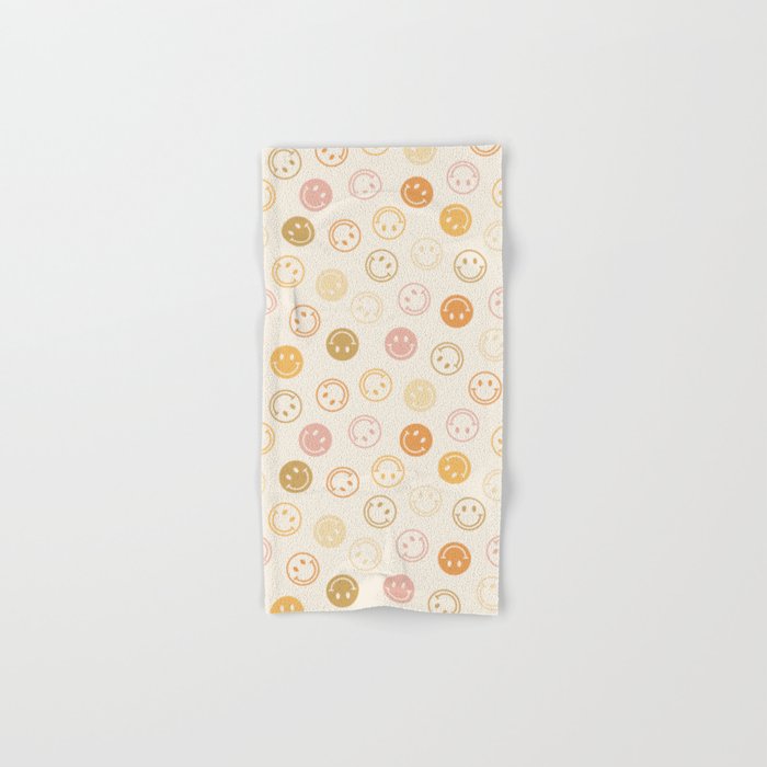 Neutral Smiley Face Pattern Bath Towel Gallery Image 1