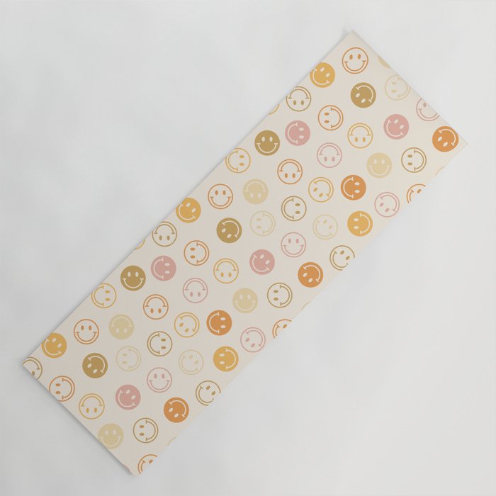 Neutral Smiley Face Pattern Yoga Mat Gallery Image 1