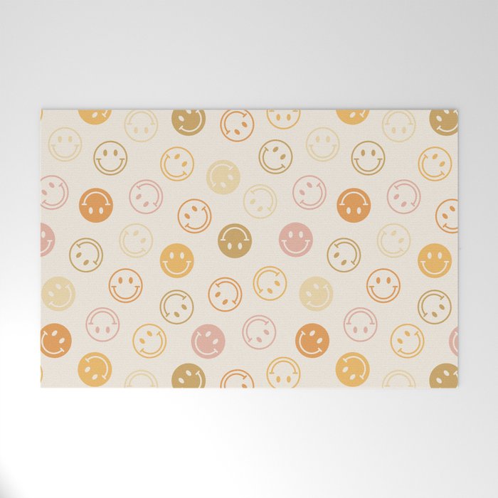 Neutral Smiley Face Pattern Welcome Mat Gallery Image 1