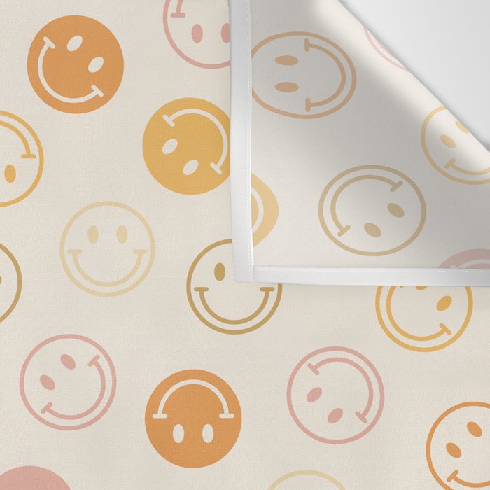Neutral Smiley Face Pattern Wall Tapestry Gallery Image 3