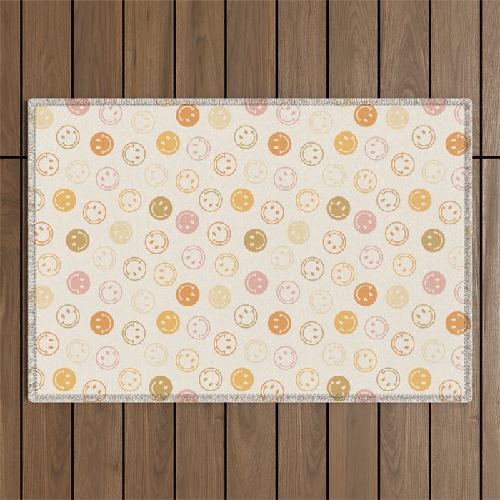 Neutral Smiley Face Pattern Outdoor Rug Gallery Image 1
