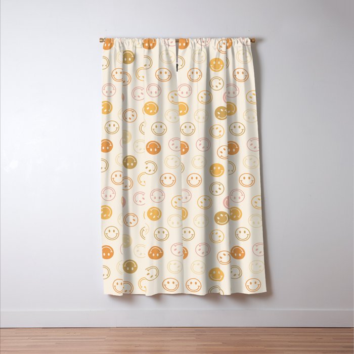 Neutral Smiley Face Pattern Window Curtain Gallery Image 3