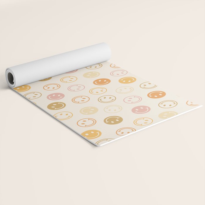 Neutral Smiley Face Pattern Yoga Mat Gallery Image 2