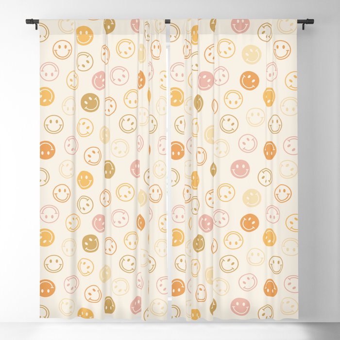 Neutral Smiley Face Pattern Window Curtain Gallery Image 1