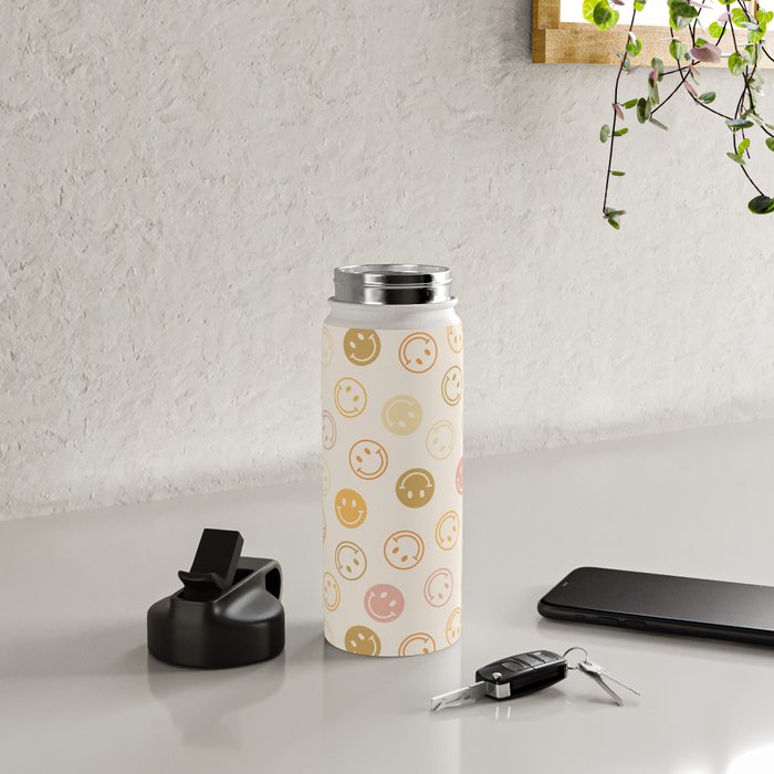 Neutral Smiley Face Pattern Water Bottle Gallery Image 4