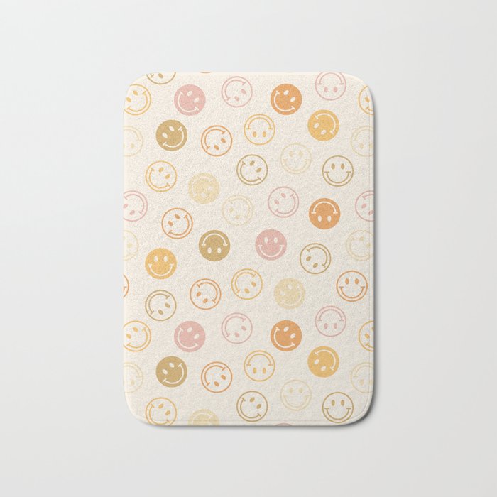 Neutral Smiley Face Pattern Bath Mat Gallery Image 1