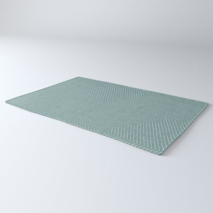 boho hexagon stripes - dusty blue Rug Gallery Image 3