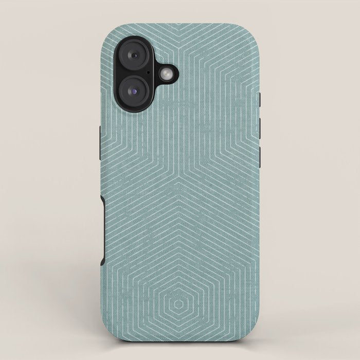 boho hexagon stripes - dusty blue iPhone Case Gallery Image 1