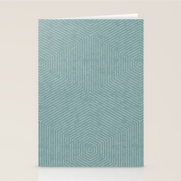 boho hexagon stripes - dusty blue Stationery Card Gallery Image 1