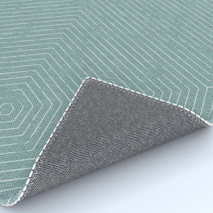 boho hexagon stripes - dusty blue Rug Gallery Image 4