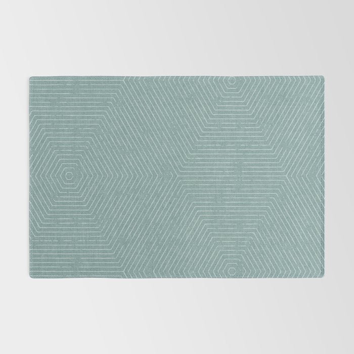 boho hexagon stripes - dusty blue Rug Gallery Image 2