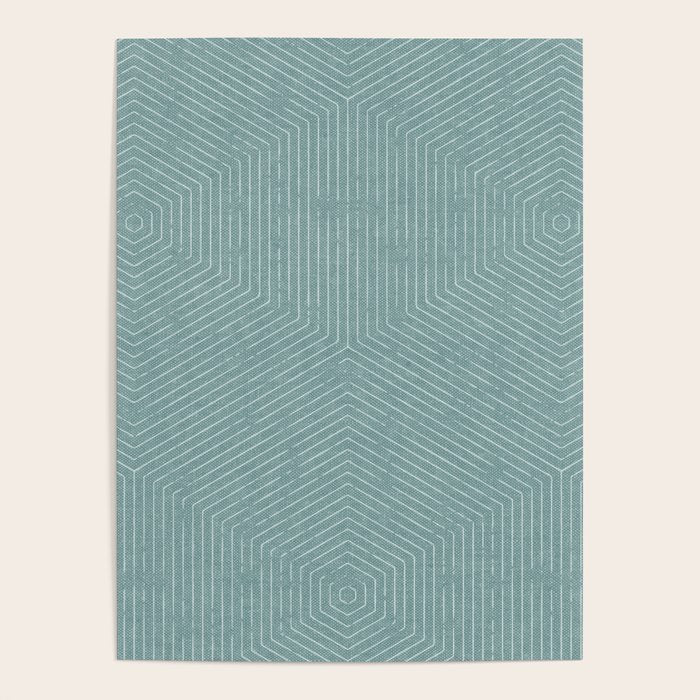 boho hexagon stripes - dusty blue Poster Gallery Image 4