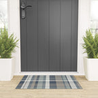 Retro Modern Plaid Pattern 2 in Neutral Blue Gray Welcome Mat Gallery Image 3