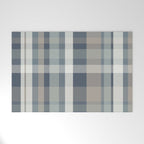 Retro Modern Plaid Pattern 2 in Neutral Blue Gray Welcome Mat Gallery Image 1