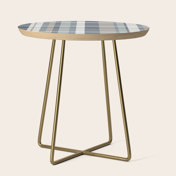 Retro Modern Plaid Pattern 2 in Neutral Blue Gray Side Table Gallery Image 1
