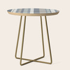 Retro Modern Plaid Pattern 2 in Neutral Blue Gray Side Table Gallery Image 1