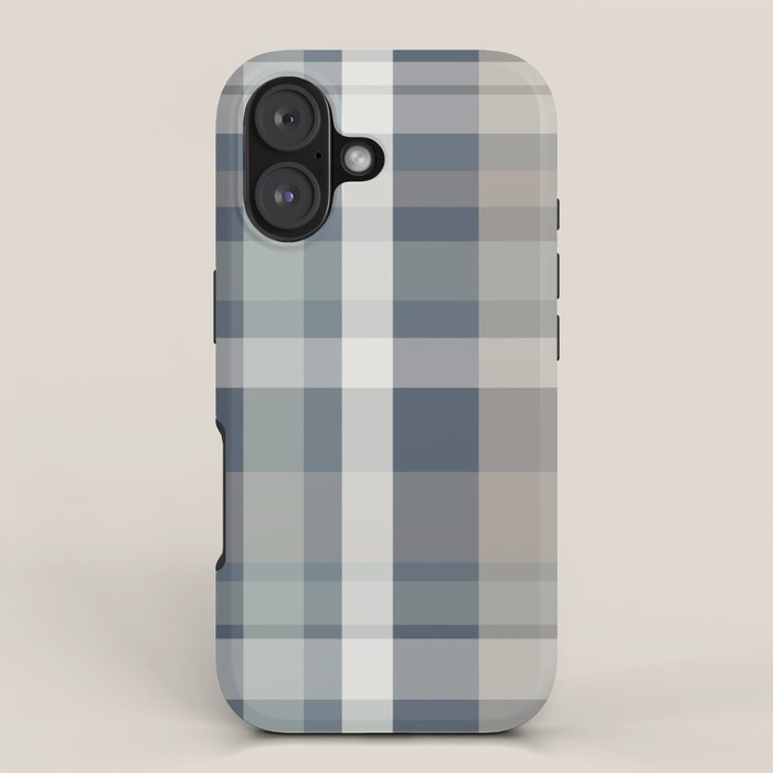 Retro Modern Plaid Pattern 2 in Neutral Blue Gray iPhone Case Gallery Image 1